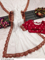 All-Over Thread Chickenkari Style Jaal Embroidery Saree - Image 2